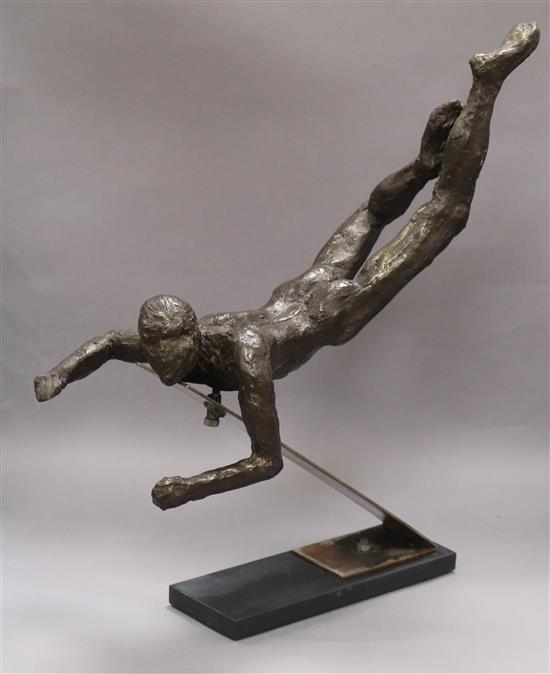 Romany Mark Bruce. A cold cast resin bronze sculpture on steel base height incl. stand 55cm